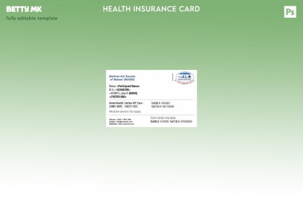 Модерен стил Шаблон за картичка за здравствено осигурување во Малави